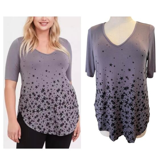 Torrid 2 (2X 18/20) Super Soft Punk Gothic Star Print Favorite Tunic T Shirt New - Picture 1 of 3